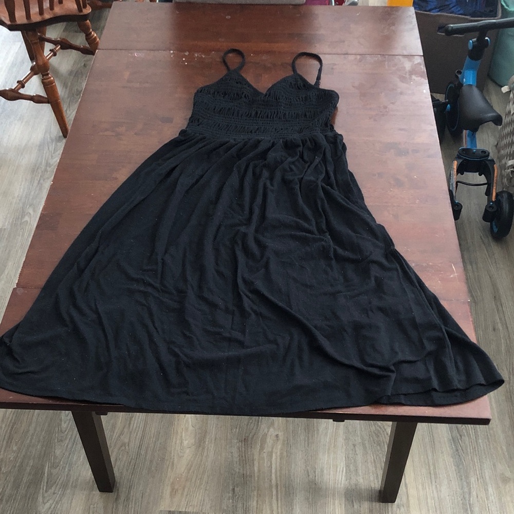 Midi Dress with Smocked Bodice and Spaghetti Straps
